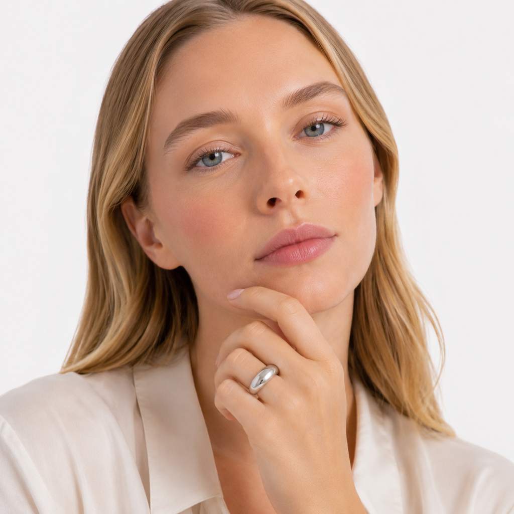 Geometrisk Ring i Rustfritt Stål – Minimalistisk Ring til Dame