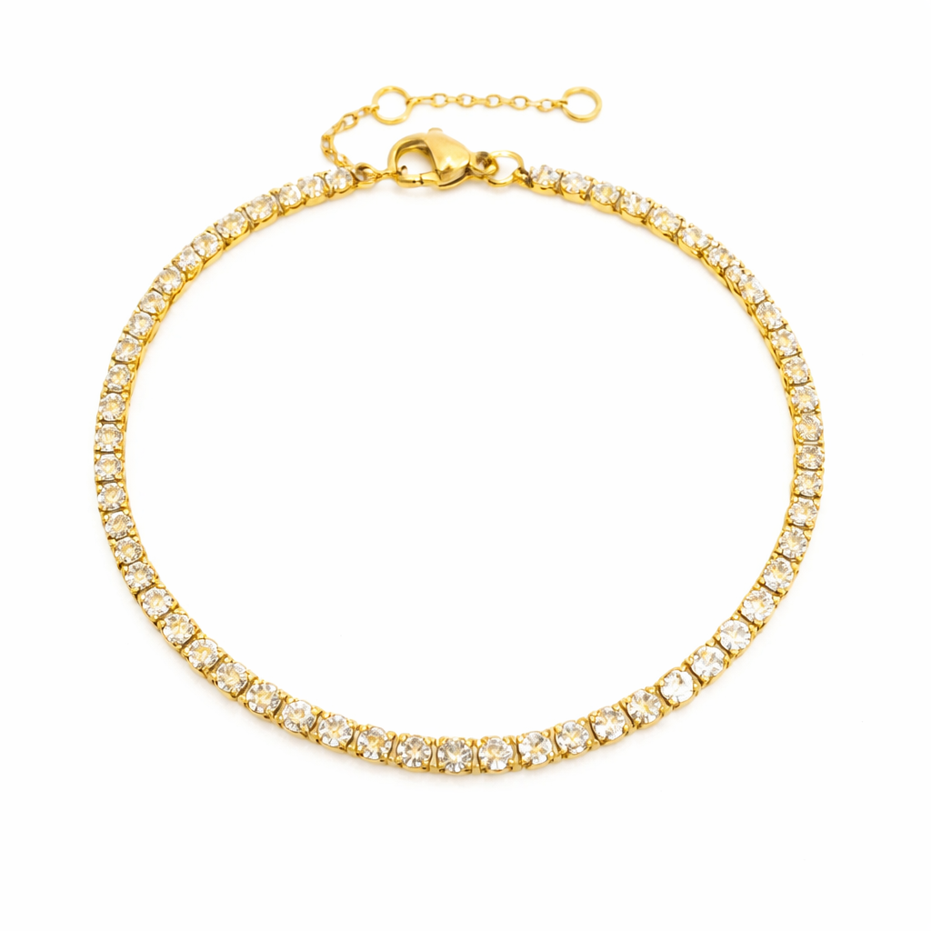 Tennisarmbånd med Zirkonia – Elegant Enkel Rad i Europeisk Stil