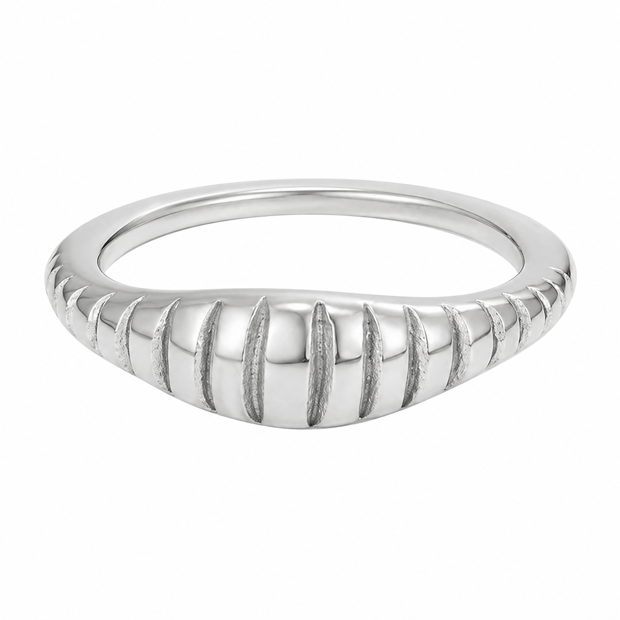 Unisex Ring i Rustfritt Stål – Teksturert Design & Klassisk Stil
