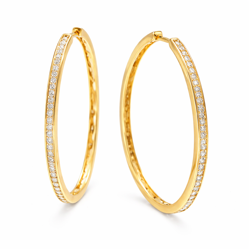 Gullfargede Ovale Hoop Øredobber med Zirkonia – Elegante Statement Øredobber