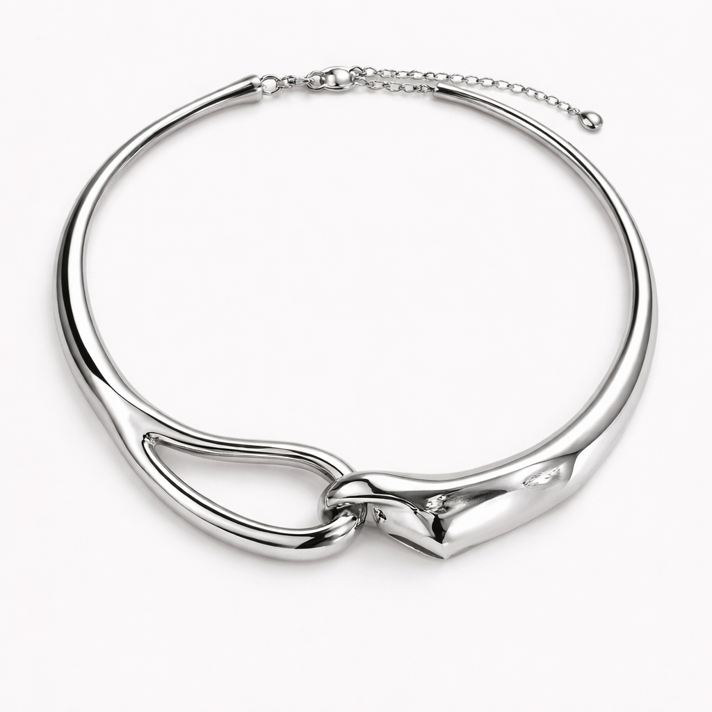 Bred Geometrisk Choker Halskjede – Trendy og Moderne Statement Smykke for Kvinner