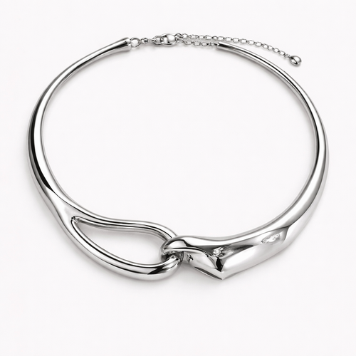 Bred Geometrisk Choker Halskjede – Trendy og Moderne Statement Smykke for Kvinner