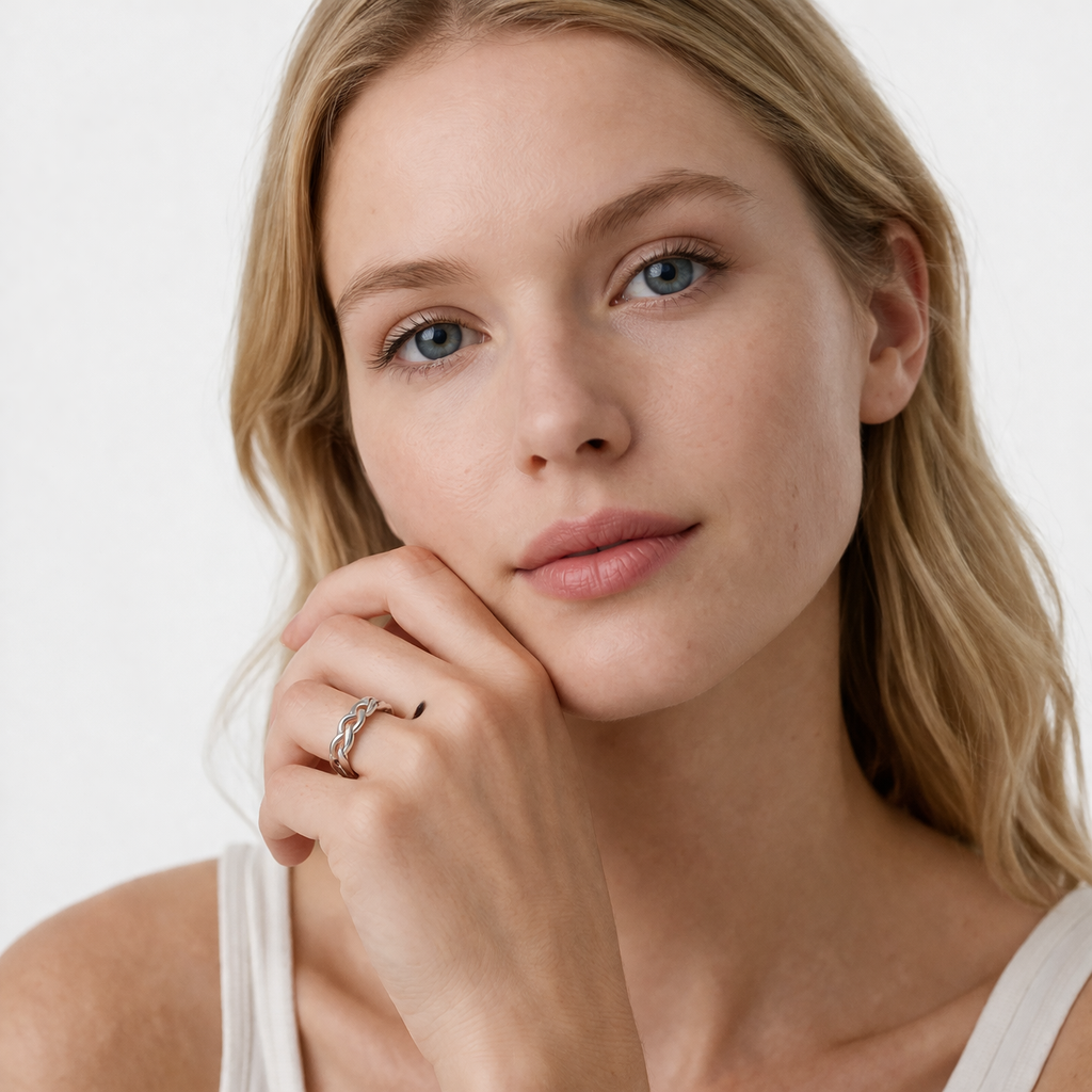 Geometrisk Ring med Kjededesign i Gullbelagt Stål – Trendy Punk & Rock Stil