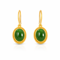 Vintage Gullfargede Øredobber med Grønn Hetian Jade – Oval og Eksklusiv Design