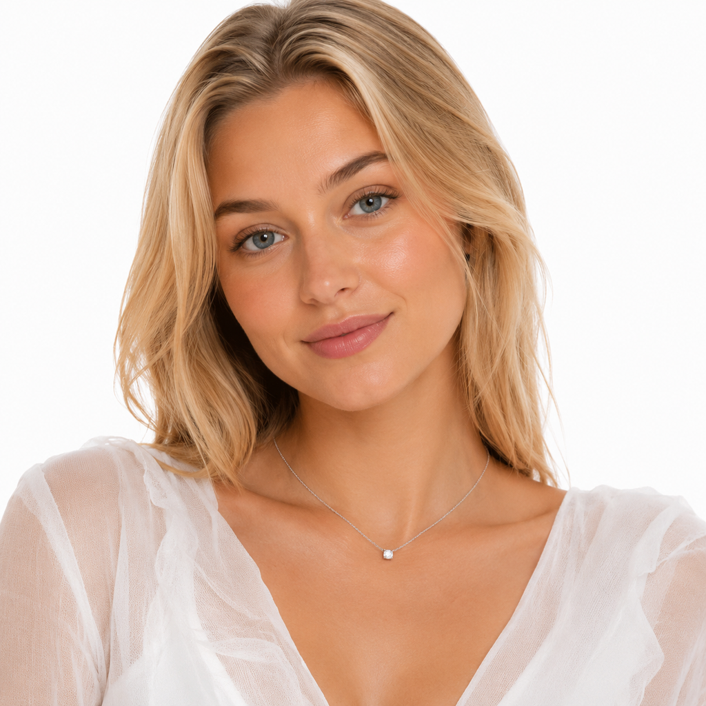 Minimalistisk Halskjede i 925 Sterling Sølv for Dame – 38 + 4,8 cm