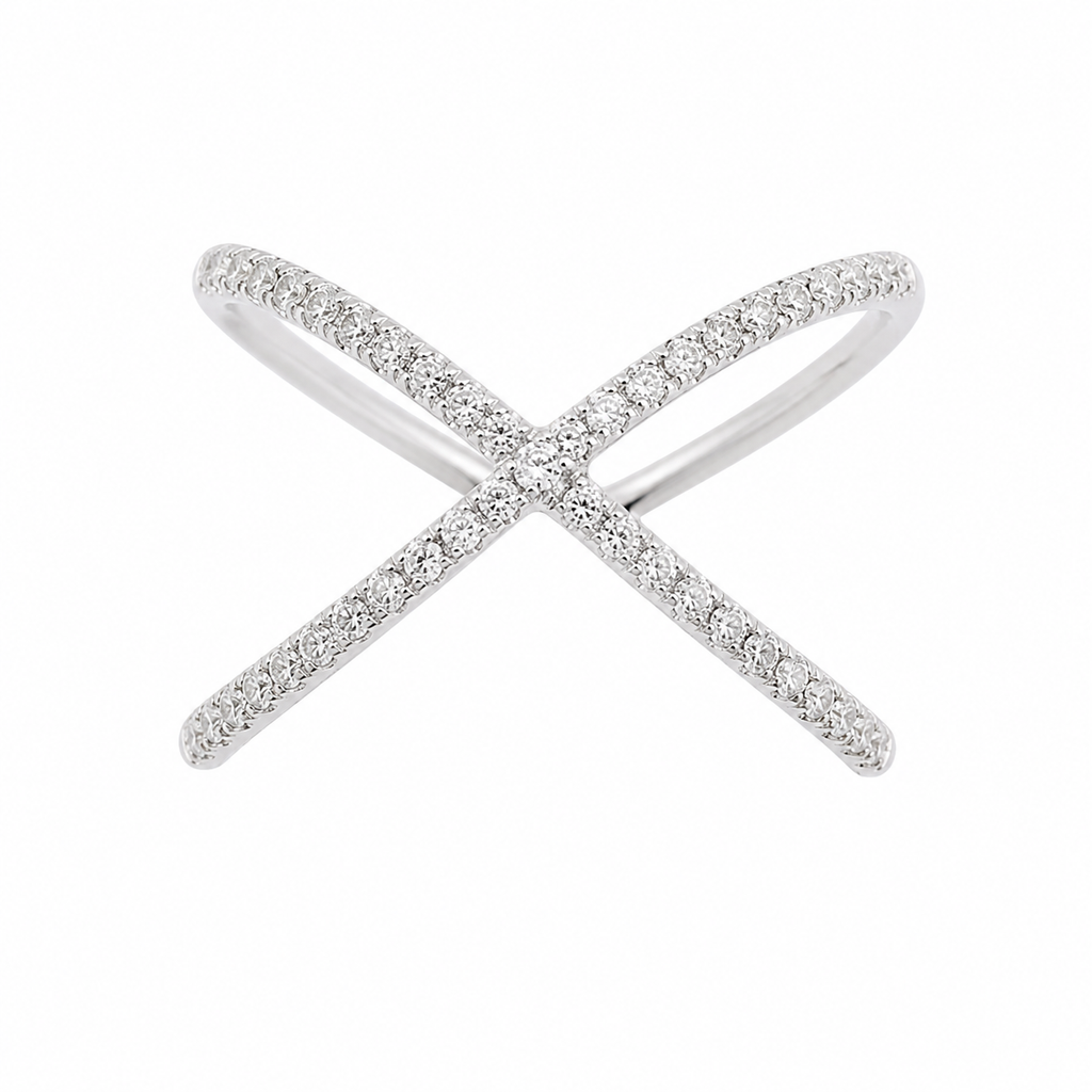 Kryssring med Zirkonia til Dame – Elegant Ring med Moderne Design