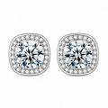 0,5–2 ct Moissanitt Øredobber i S925 Sterling Sølv – Firkantede Øredobber for Dame