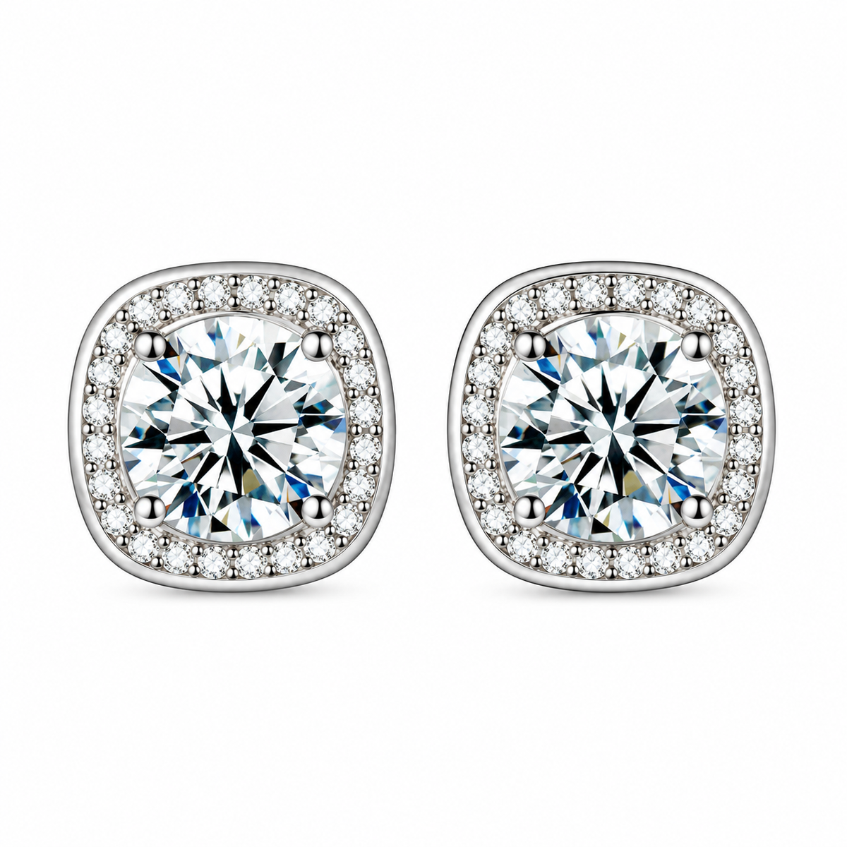 0,5–2 ct Moissanitt Øredobber i S925 Sterling Sølv – Firkantede Øredobber for Dame