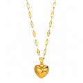 Love Heart Halskjede i Rustfritt Stål – Trendy Minimalistisk Smykke til Dame