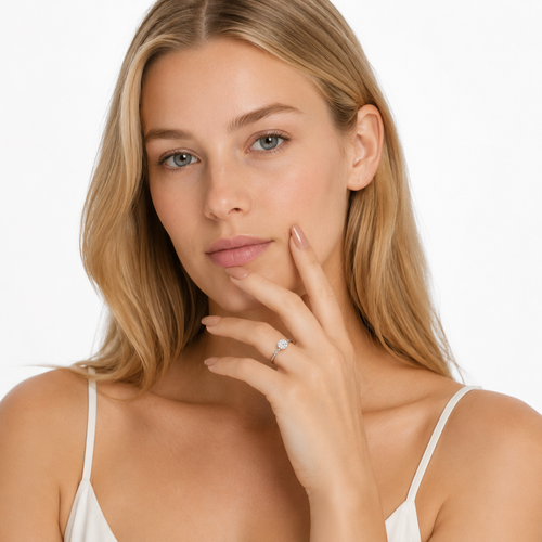 1 CT Moissanitt Ring i 925 Sterlingsølv | Elegant Solitærring til Dame