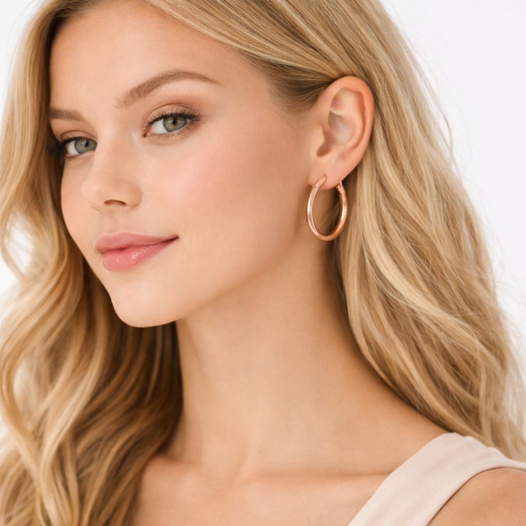 Runde Hoop Øredobber i Gullfarget Metall – Elegant og Tidløst Design til Fest og Hverdag
