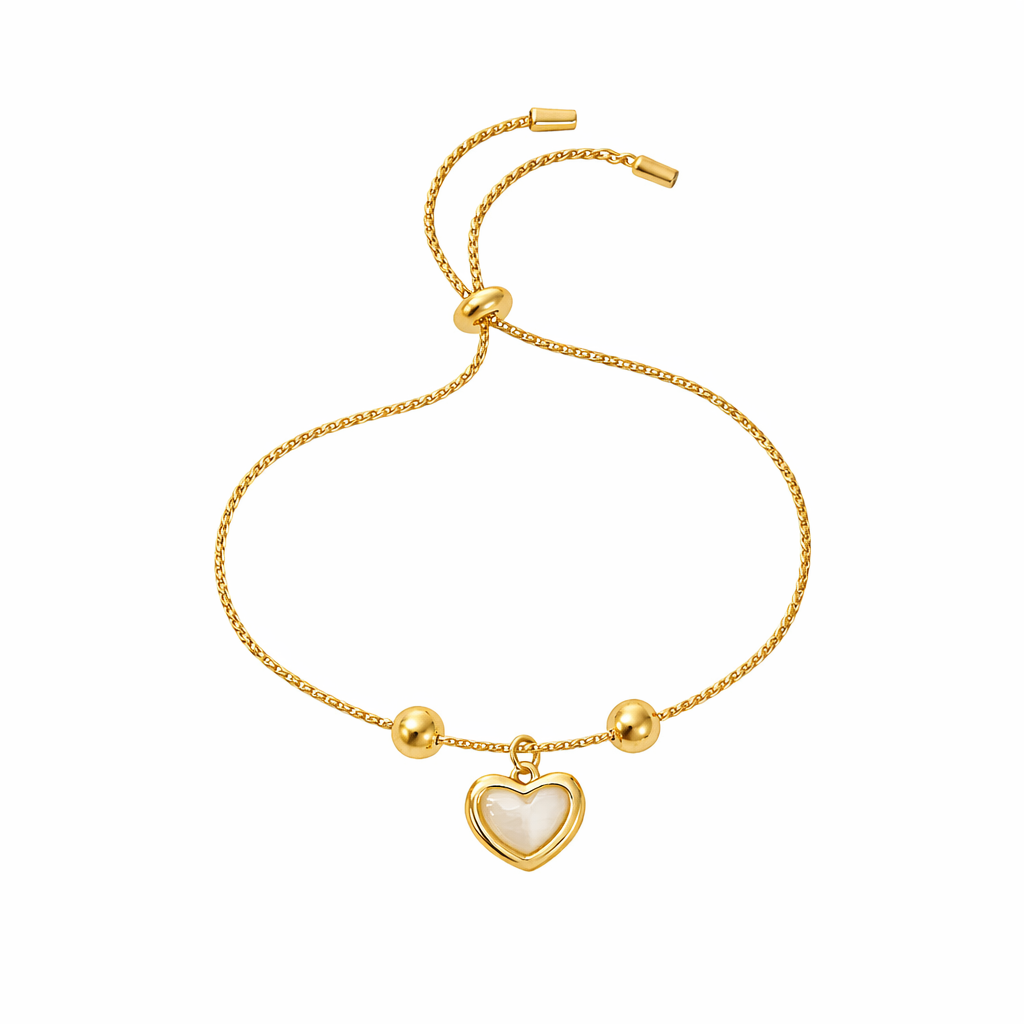 14K Gullbelagt Armbånd med Opal Hjerte – Elegant og Feminint Smykke