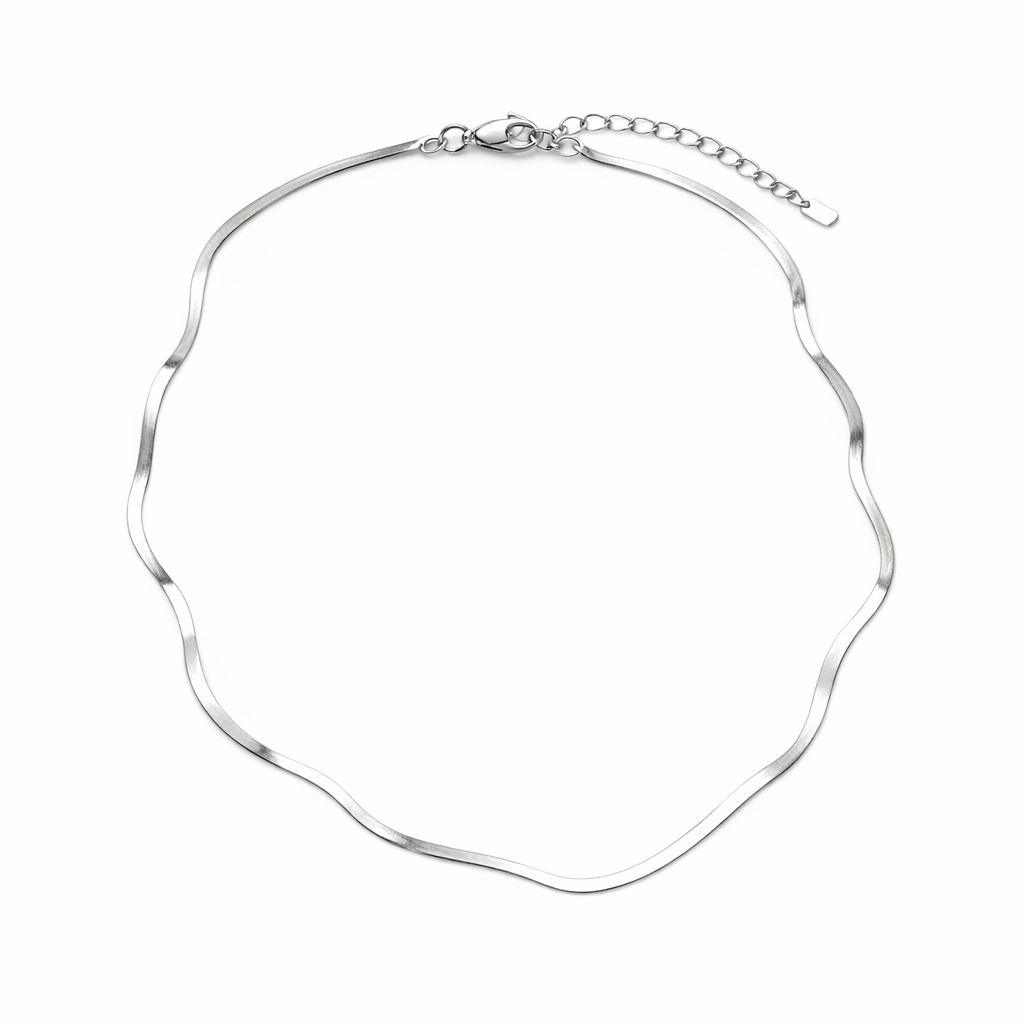 Flat Snake Chain i 925 Sterling Sølv – Elegant Herringbone Halskjede for Dame og Herre | Unisex Choker i Gullfarget Design