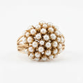 Geometrisk Gullfarget Ring med Perle – Elegant Forlovelses- og Motering for Kvinner